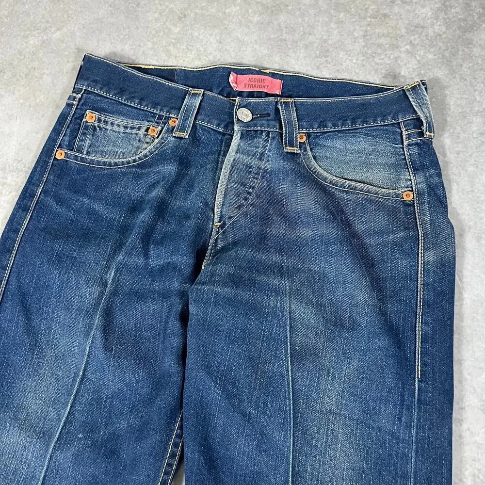 Levi's Type 1 Iconic Straight Jeans Men's Blue Denim Pockets Classic Size 34x30